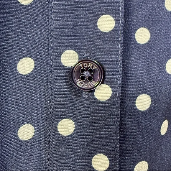 Tory Burch Navy Polka Dot silk Dress w/ white scalloped collar size 2 LIKE NEW - Picture 9 of 16